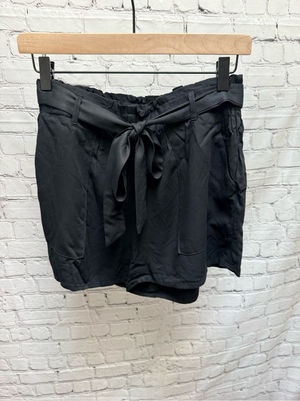 Women's Black Tie-Waist Shorts